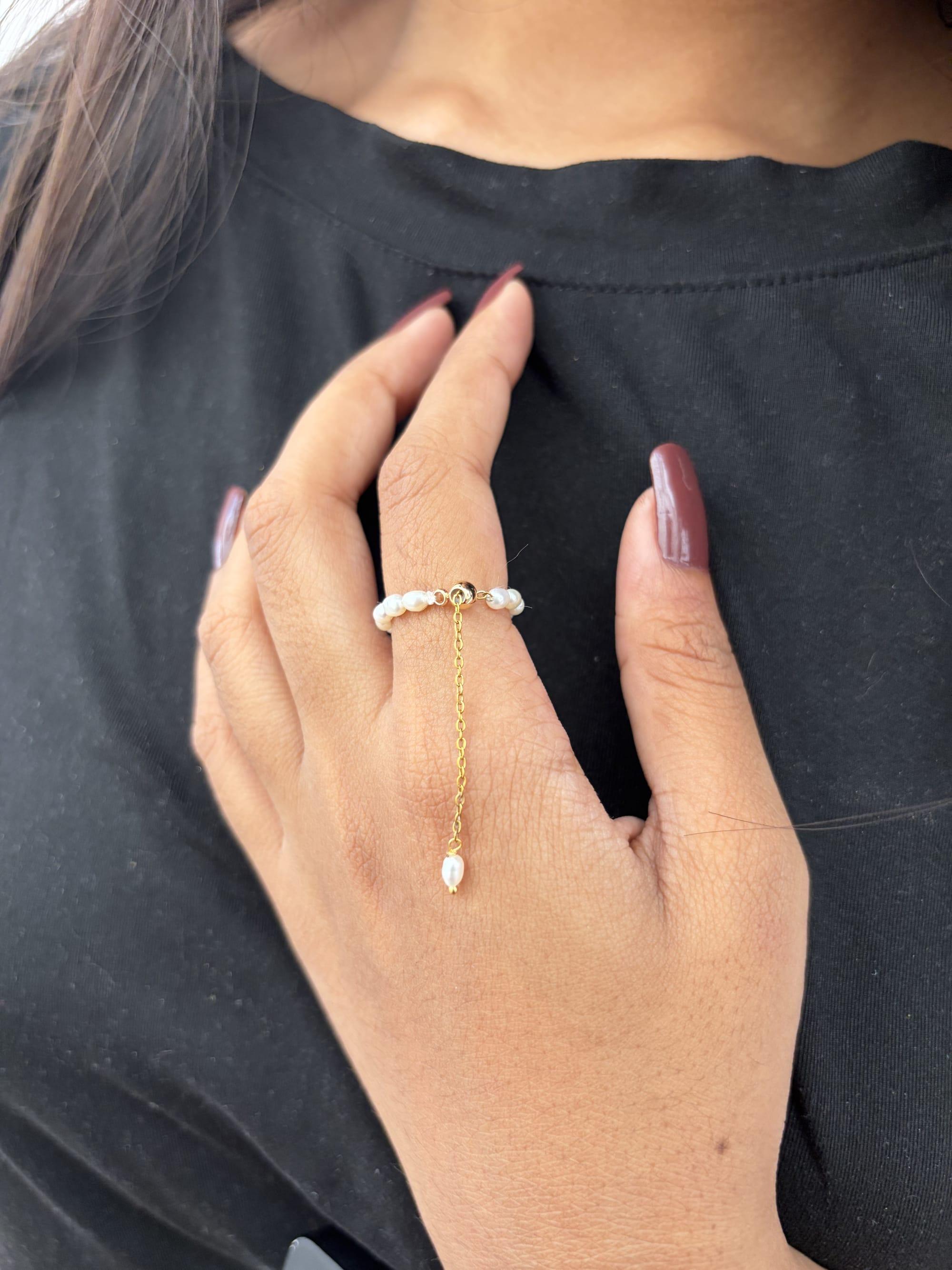 Adjustable pearl ring - image 4