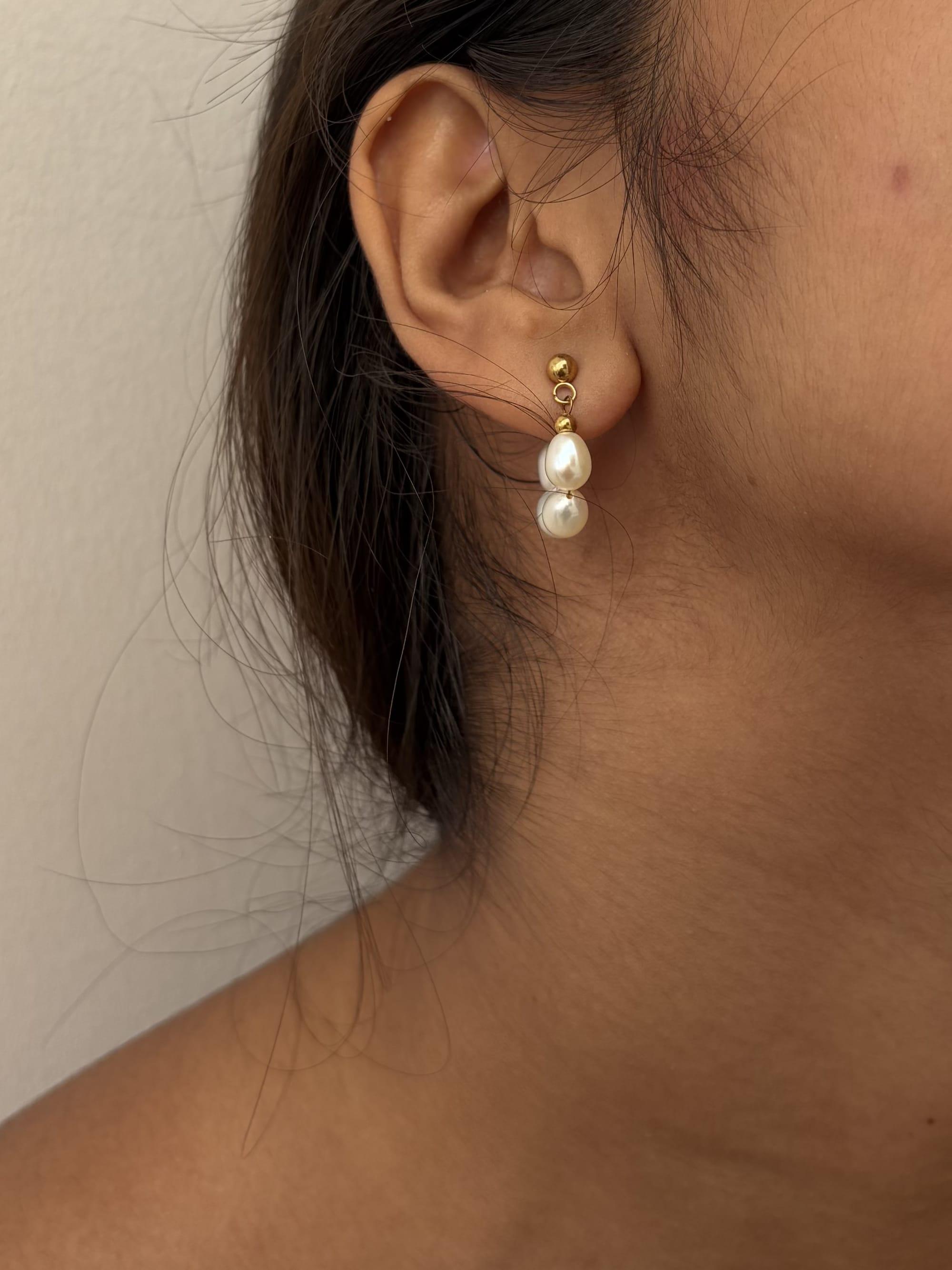 Eternity pearl hoops - image 4