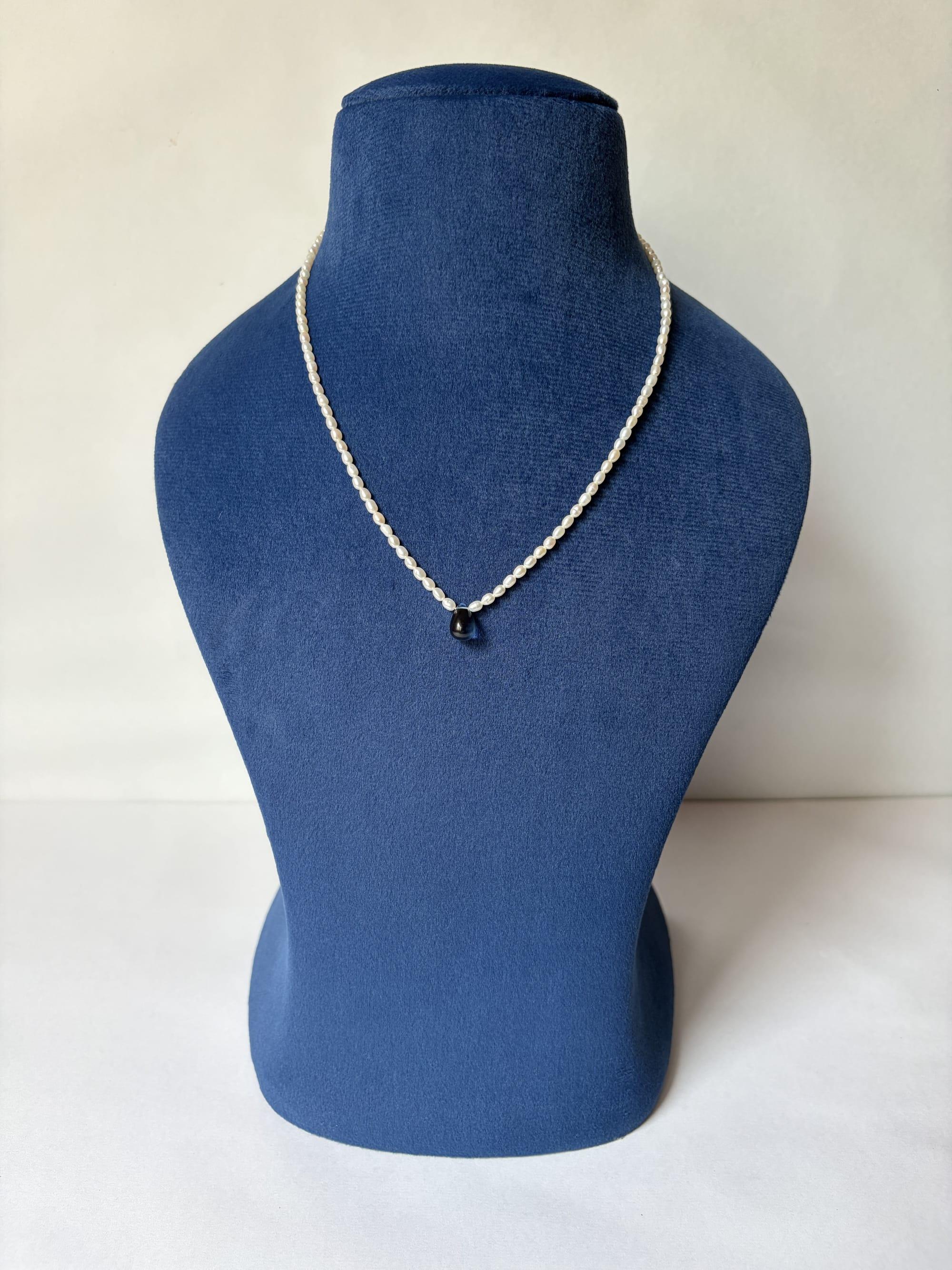 London blue quartz teardrop pearl necklace - image 2