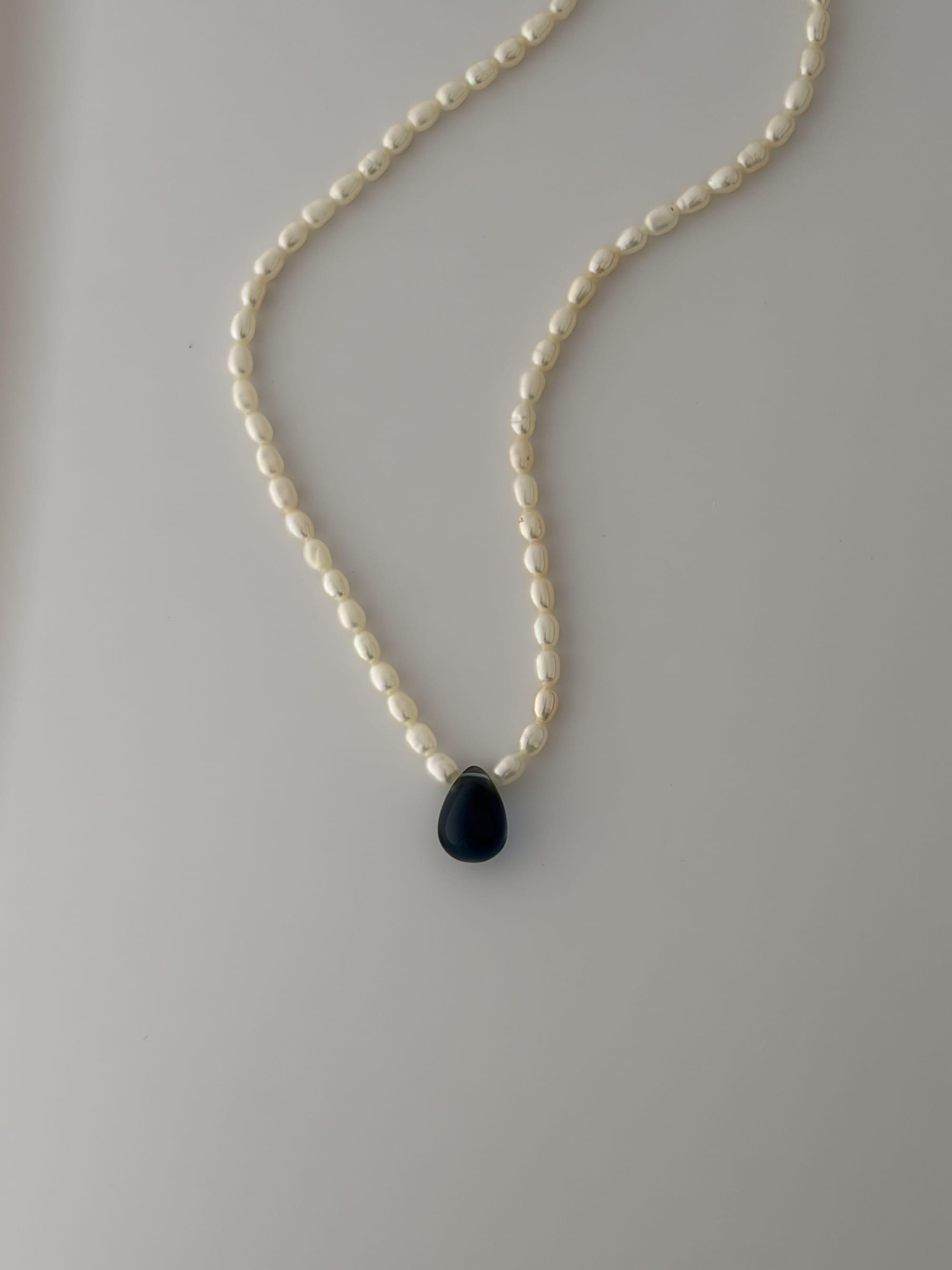 London blue quartz teardrop pearl necklace