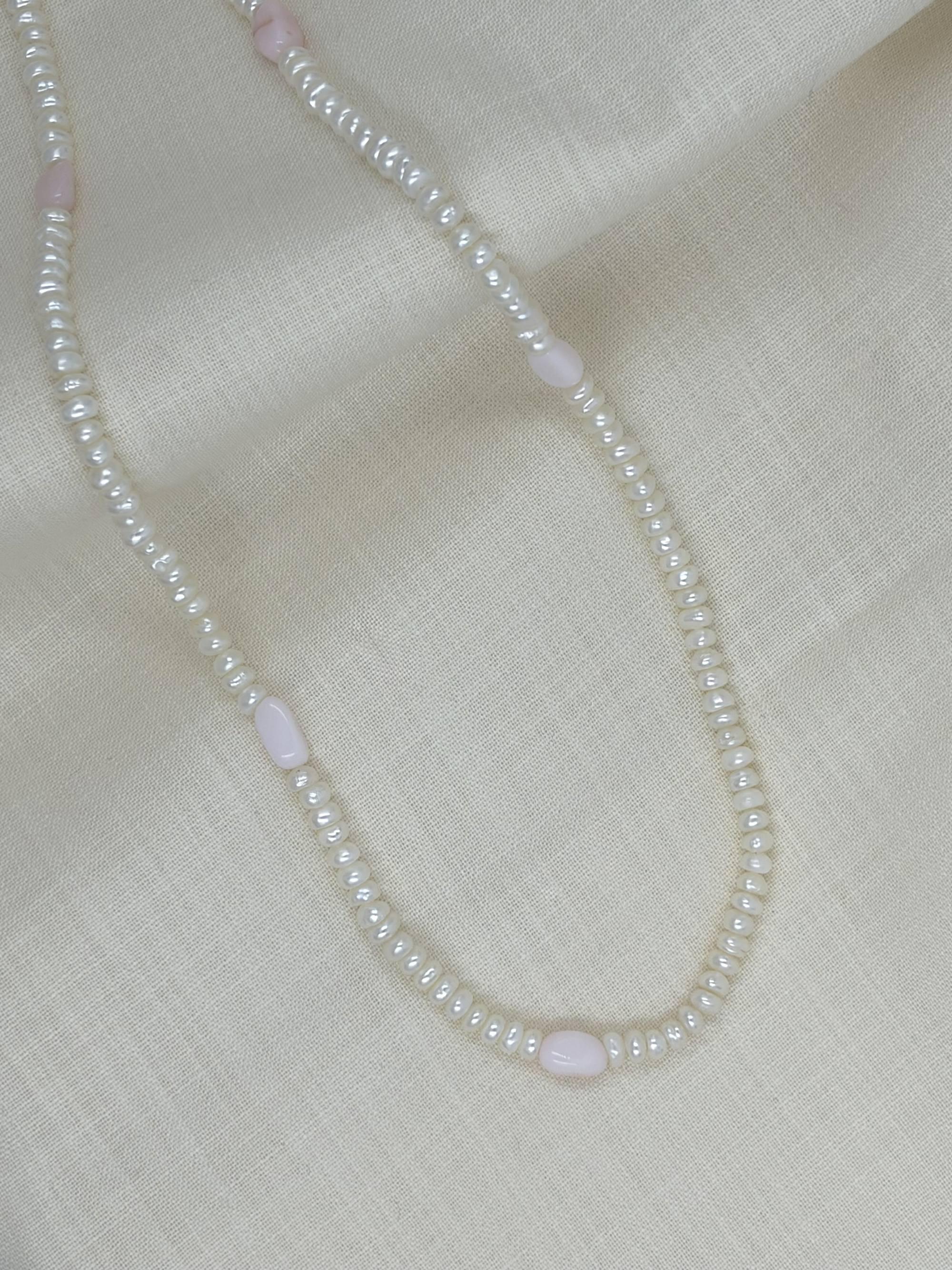 Rose quartz pearl necklace - image 5