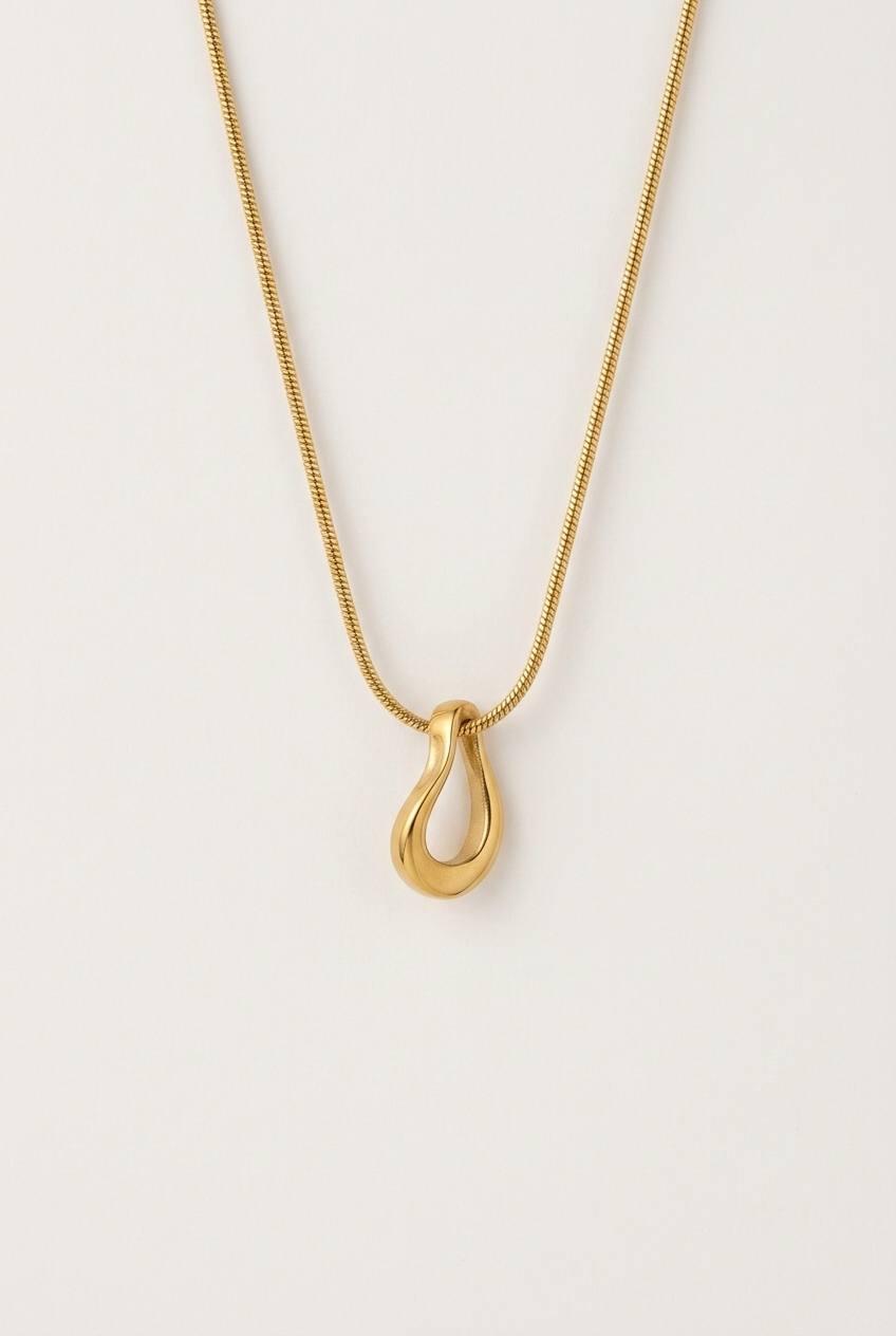 Abstract teardrop pendant snake chain