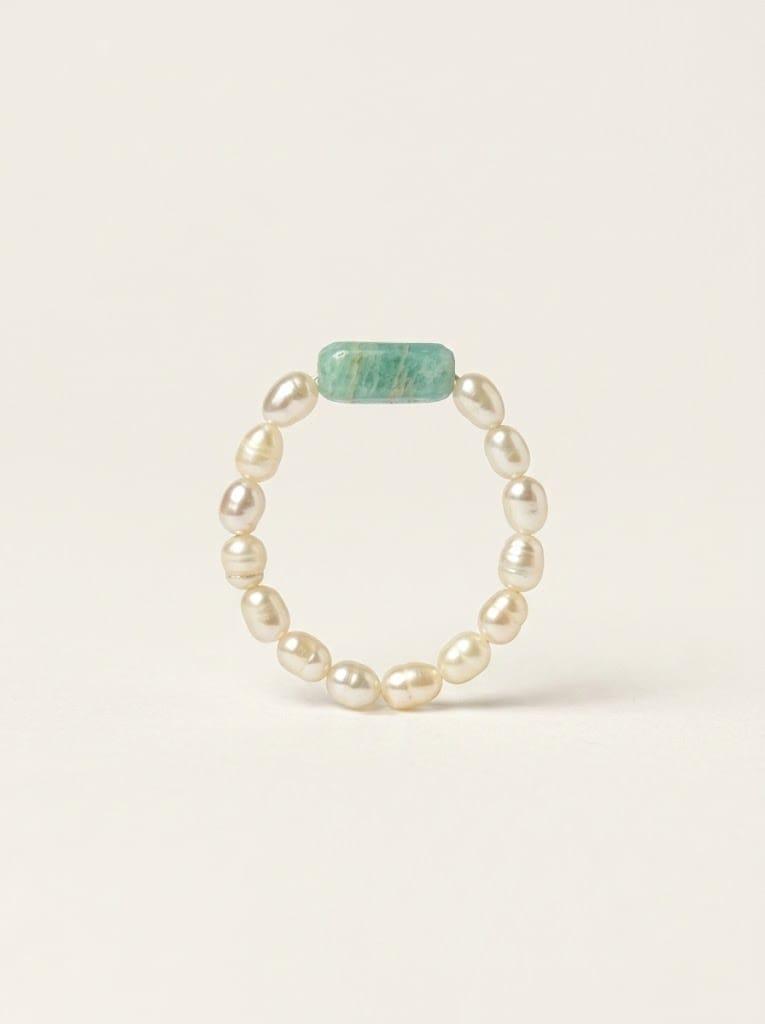Amazonite pearl ring