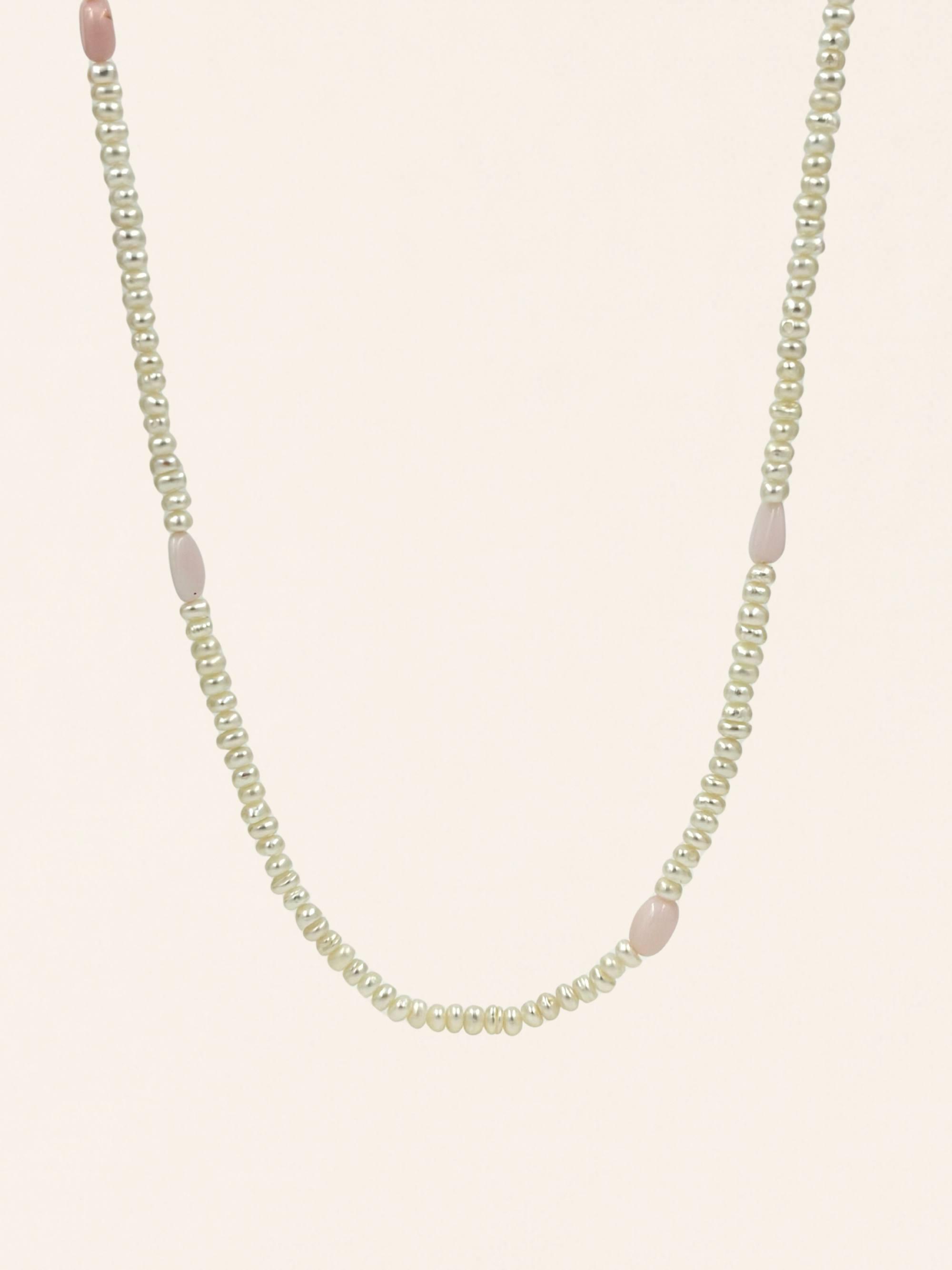 Rose quartz pearl necklace